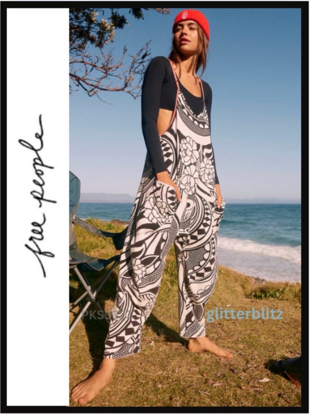 Free People Hot Shot Onsie Rare Unicorn / Padma Print Medium Black & White